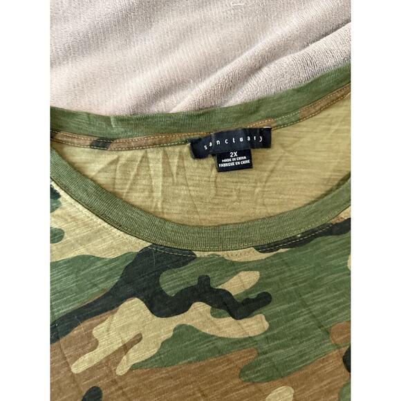 NWOT Sanctuary‎ Size 2X Women Cotton Blend Green Camo Short Sleeve Pocket Dress - Picture 4 of 9